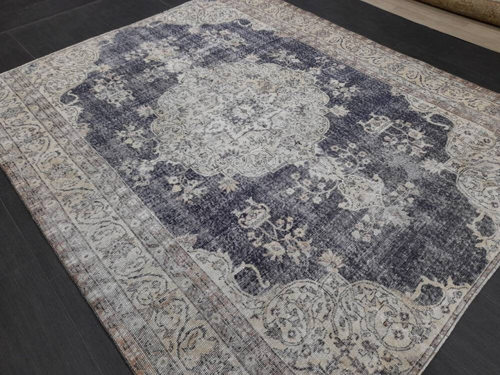 Blue Turkish Oushak Rug 6' 6" x 7' 10" Hand-Knotted | No. WR91692