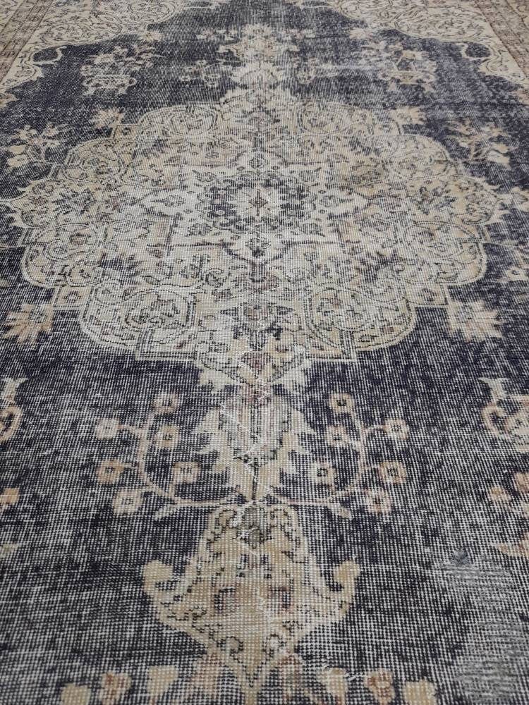 Blue Turkish Oushak Rug 6' 6" x 7' 10" Hand-Knotted | No. WR91692