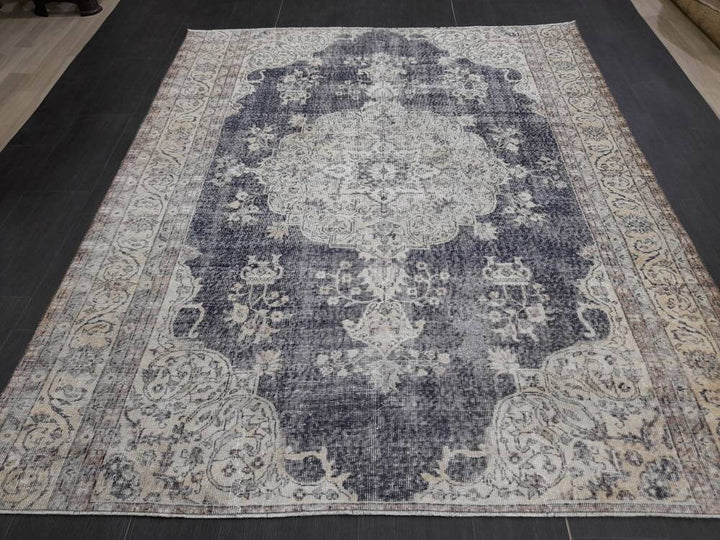 Blue Turkish Oushak Rug 6' 6" x 7' 10" Hand-Knotted | No. WR91692