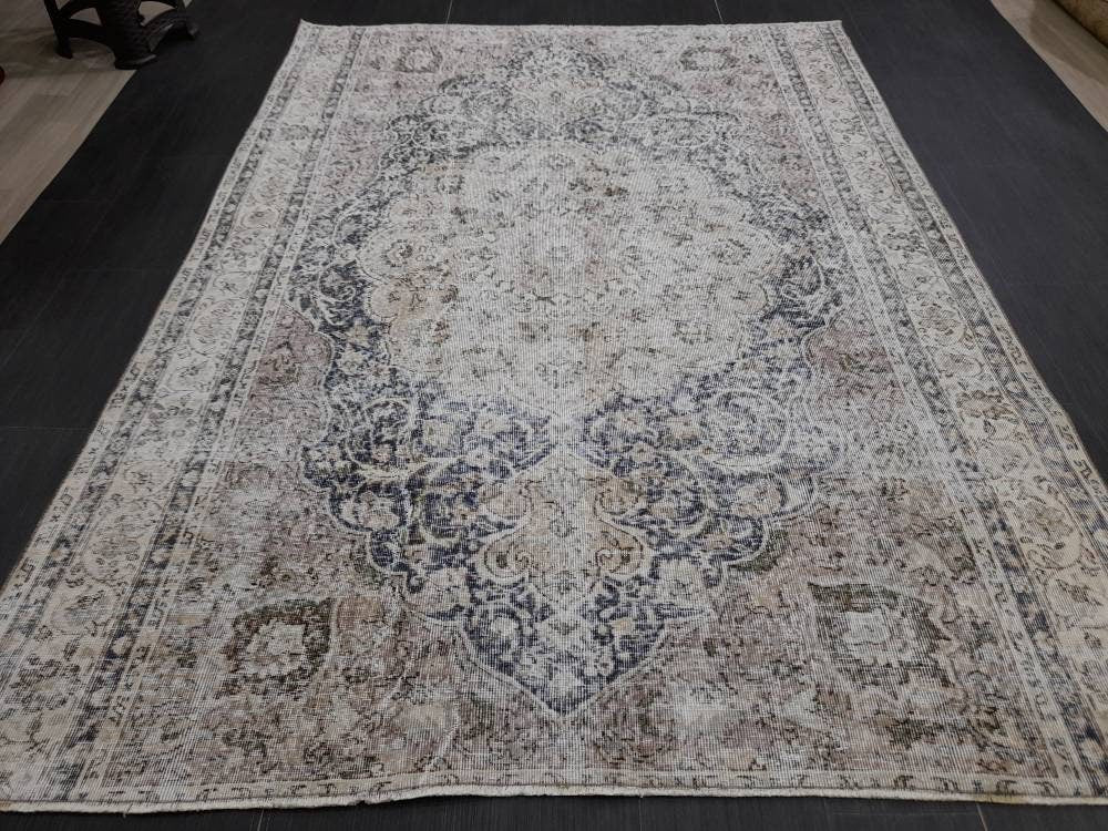 Blue Turkish Oushak Rug 6' 1" x 8' 3" Hand-Knotted | No. WR40101