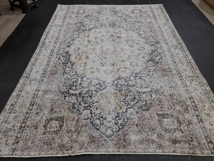 Blue Turkish Oushak Rug 6' 1" x 8' 3" Hand-Knotted | No. WR40101