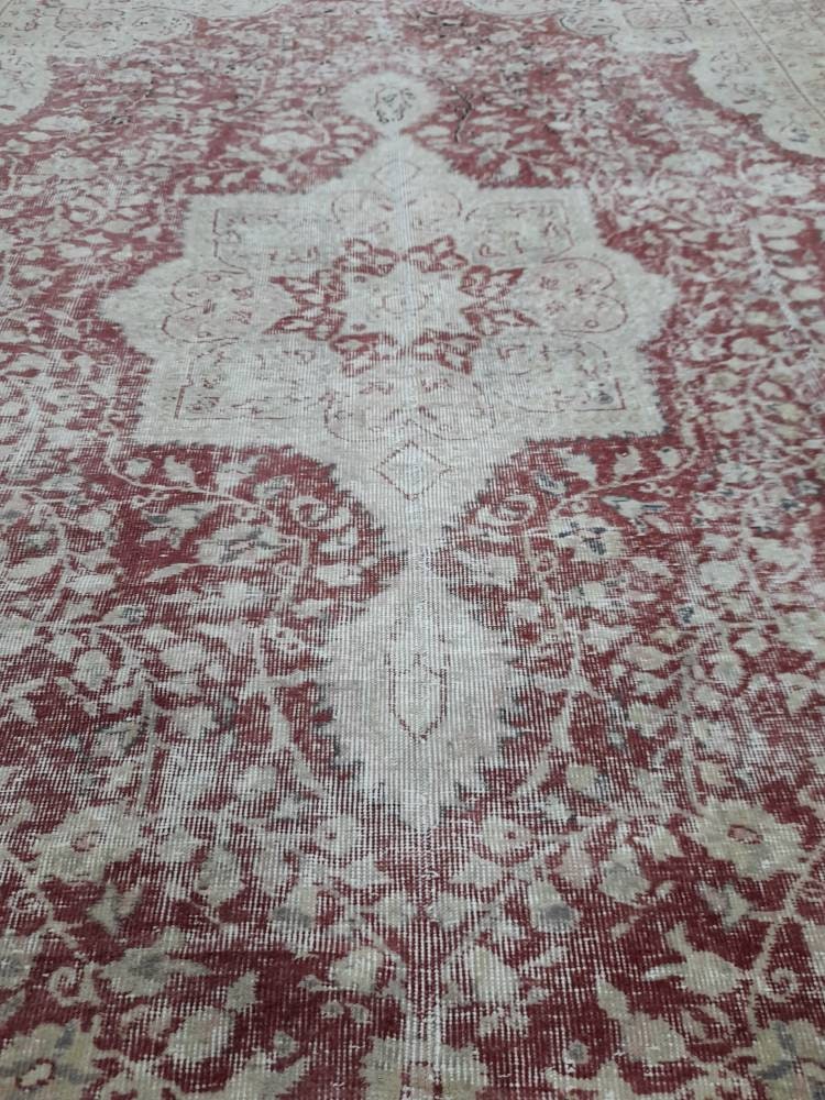 Red Turkish Oushak Rug 6' 7" x 9' Hand-Knotted view