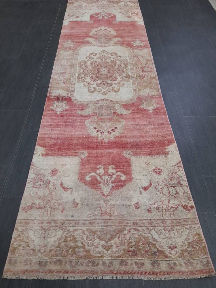 Beige Turkish Runner Rug 3' 1" x 10' 7" Hand-Knotted view 9