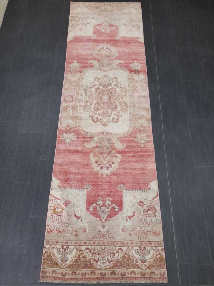 Beige Turkish Runner Rug 3' 1" x 10' 7" Hand-Knotted view