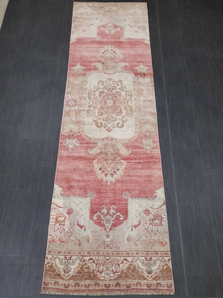 Beige Turkish Runner Rug 3' 1" x 10' 7" Hand-Knotted view