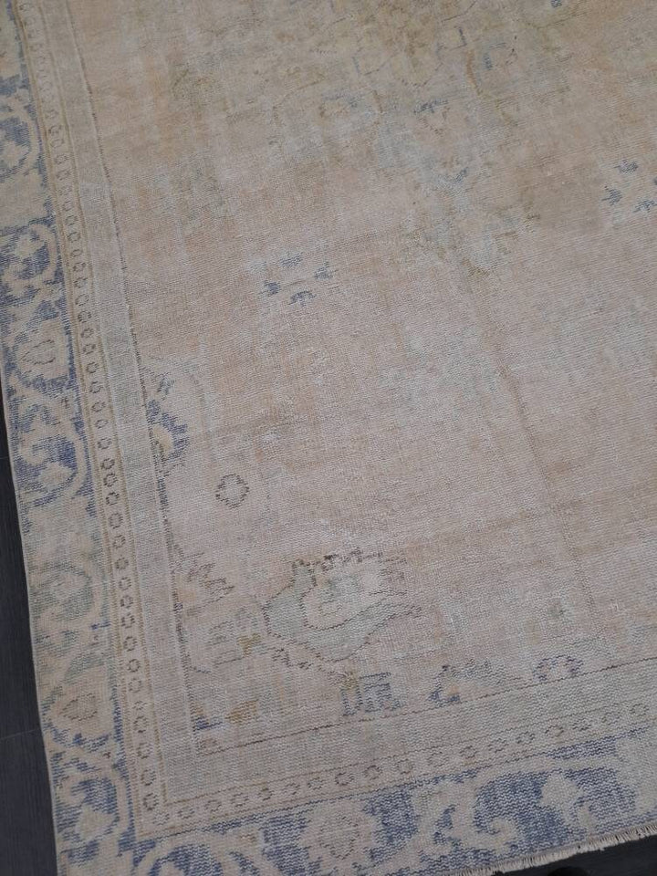 Beige Turkish Oushak Rug 6' 1" x 10' 3" Hand-Knotted texture