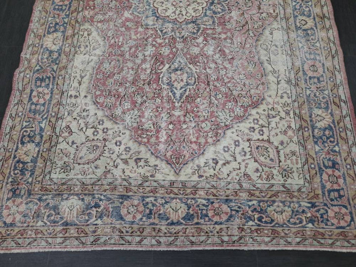 Red Turkish Oushak Rug 6' 7" x 10' 1" Hand-Knotted field