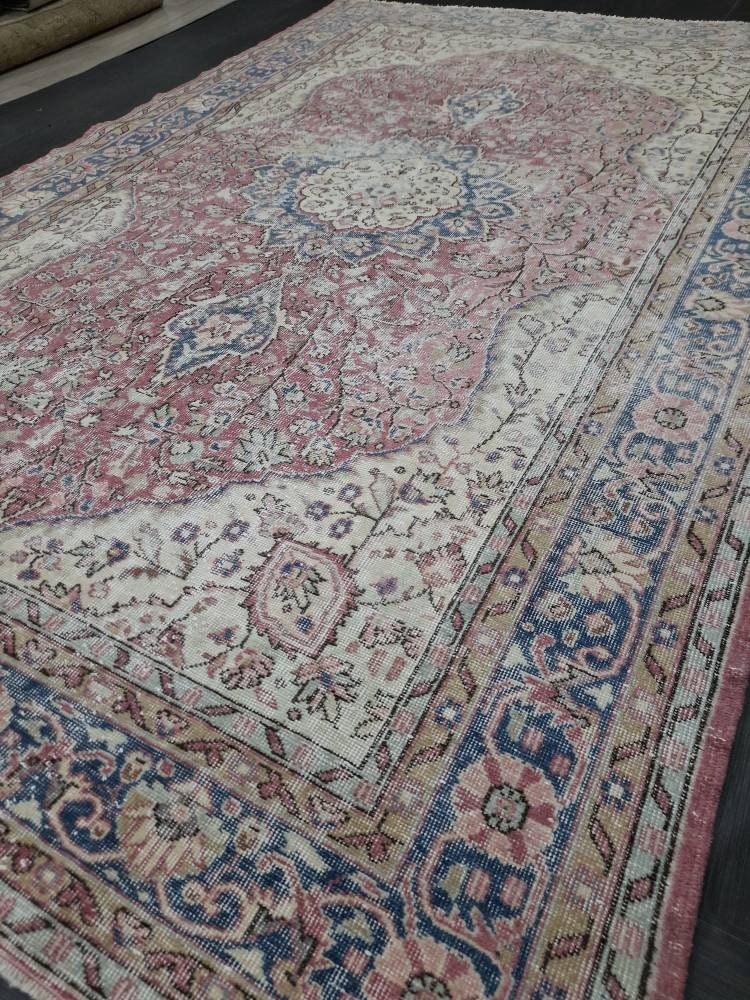 Red Turkish Oushak Rug 6' 7" x 10' 1" Hand-Knotted view 9