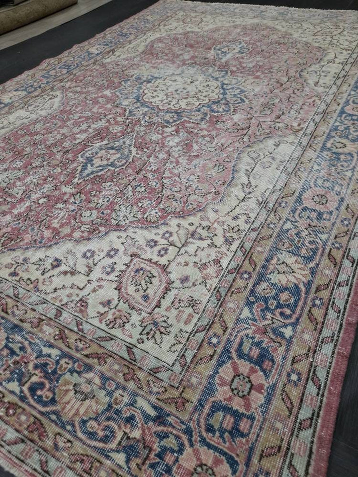 Red Turkish Oushak Rug 6' 7" x 10' 1" Hand-Knotted view 9