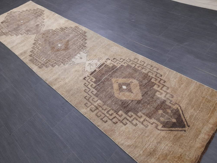 Brown Turkish Runner Rug 2' 8" x 10' 4" Hand-Knotted | No. WR79115