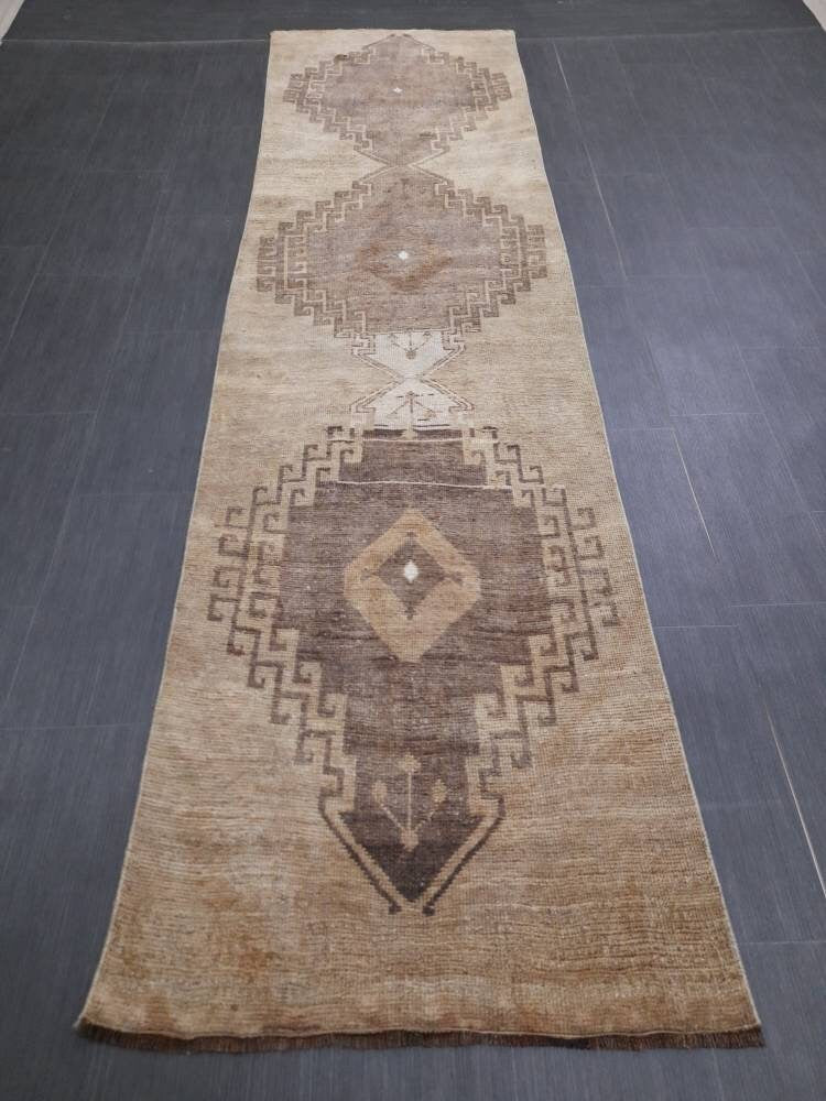Brown Turkish Runner Rug 2' 8" x 10' 4" Hand-Knotted | No. WR79115