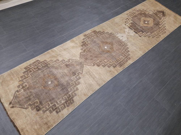 Brown Turkish Runner Rug 2' 8" x 10' 4" Hand-Knotted | No. WR79115