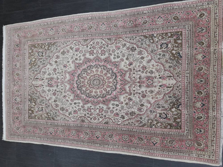 Pink Turkish Oushak Rug 4' 3" x 7' 2" Hand-Knotted view