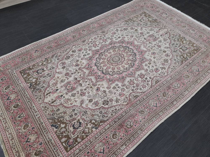 Pink Turkish Oushak Rug 4' 3" x 7' 2" Hand-Knotted