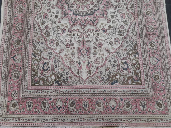 Pink Turkish Oushak Rug 4' 3" x 7' 2" Hand-Knotted field