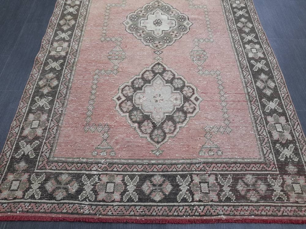 Pink Turkish Runner Rug 4' 2" x 11' Hand-Knotted view 9