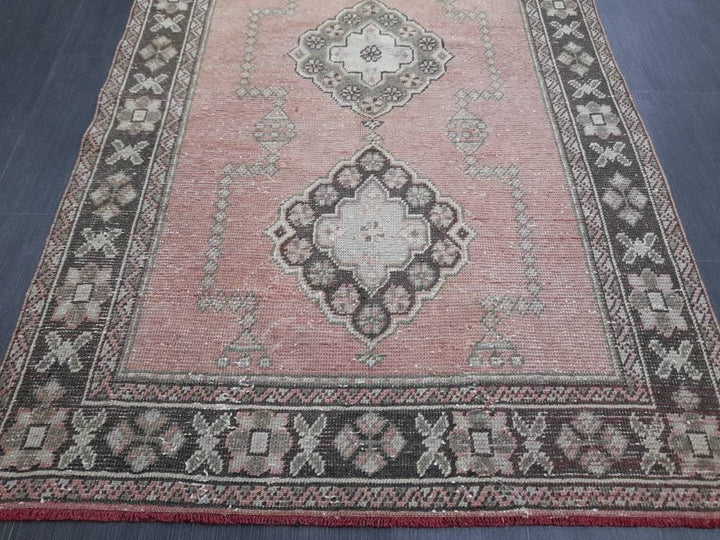 Pink Turkish Runner Rug 4' 2" x 11' Hand-Knotted view 9