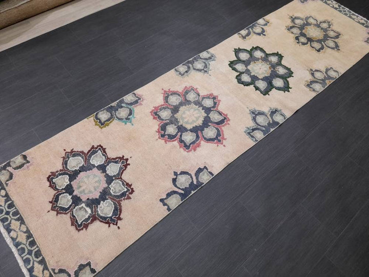 Beige Turkish Runner Rug 2' 8" x 10' 4" Hand-Knotted