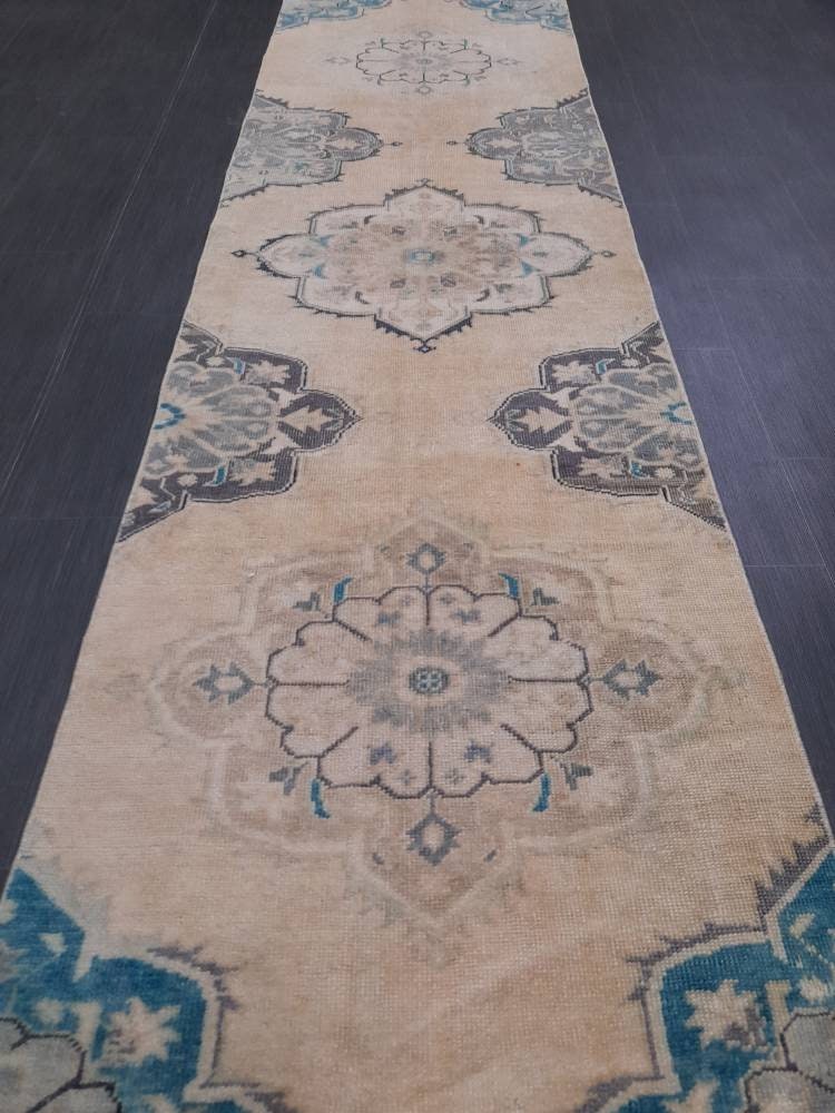 Beige Turkish Runner Rug 2' 9" x 11' 3" Hand-Knotted view