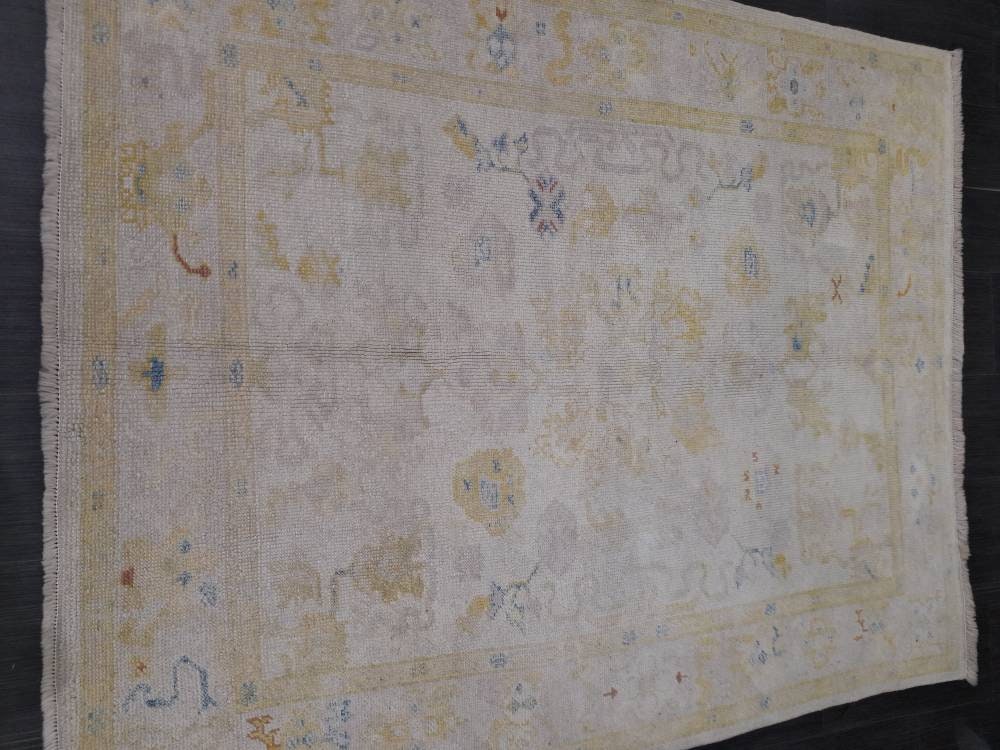 Beige Turkish Runner Rug 5' x 6' 2" Hand-Knotted view 9