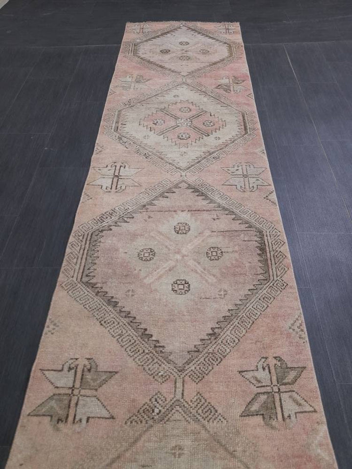 Beige Turkish Runner Rug 2' 6" x 10' 3" Hand-Knotted view