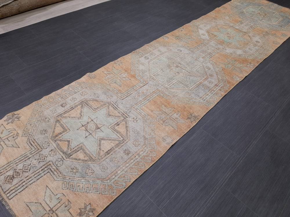 Beige Turkish Runner Rug 2' 6" x 10' Hand-Knotted