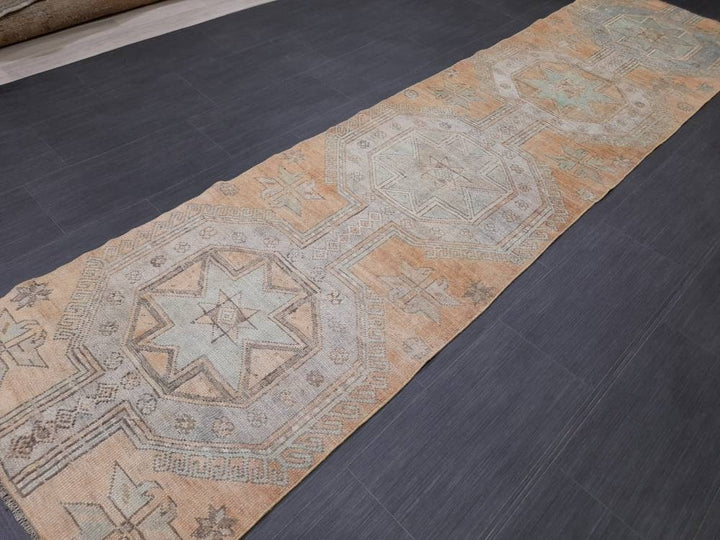 Beige Turkish Runner Rug 2' 6" x 10' Hand-Knotted
