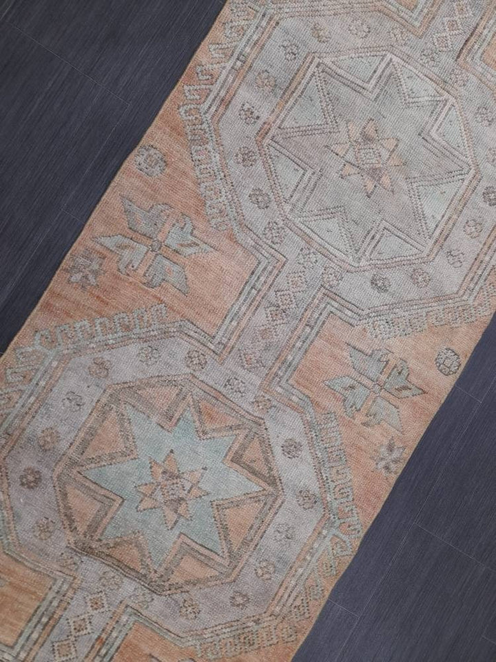 Beige Turkish Runner Rug 2' 6" x 10' Hand-Knotted border
