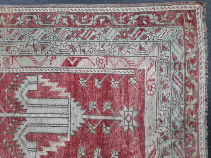 Beige Turkish Runner Rug 3' 5" x 6' 8" Hand-Knotted field