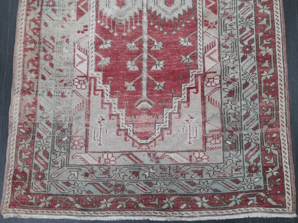 Beige Turkish Runner Rug 3' 5" x 6' 8" Hand-Knotted reverse