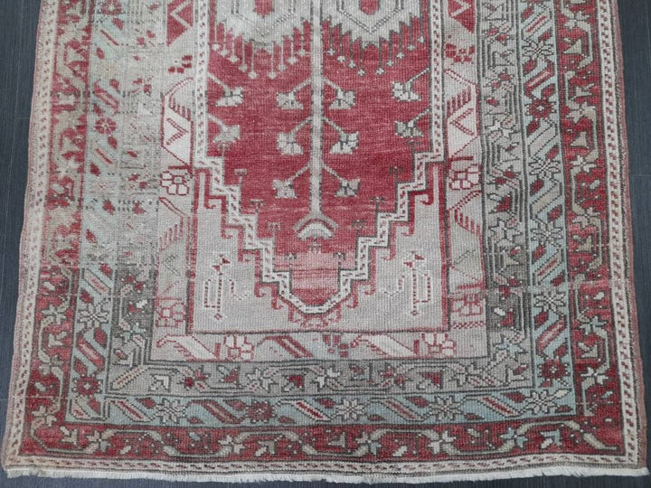 Beige Turkish Runner Rug 3' 5" x 6' 8" Hand-Knotted reverse