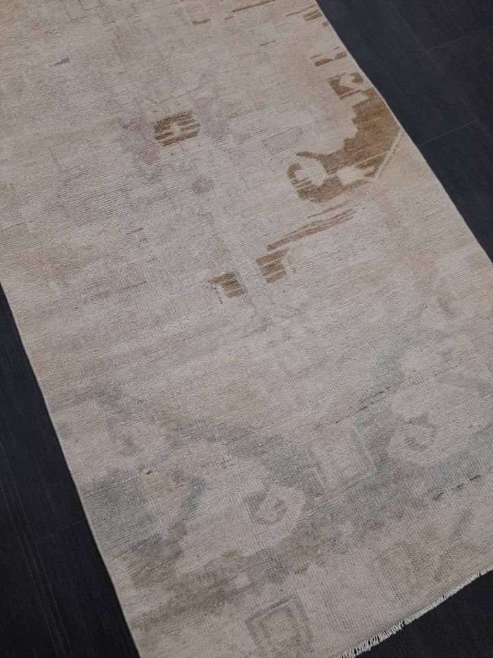 Beige Turkish Runner Rug 2' 11" x 11' 9" Hand-Knotted pattern