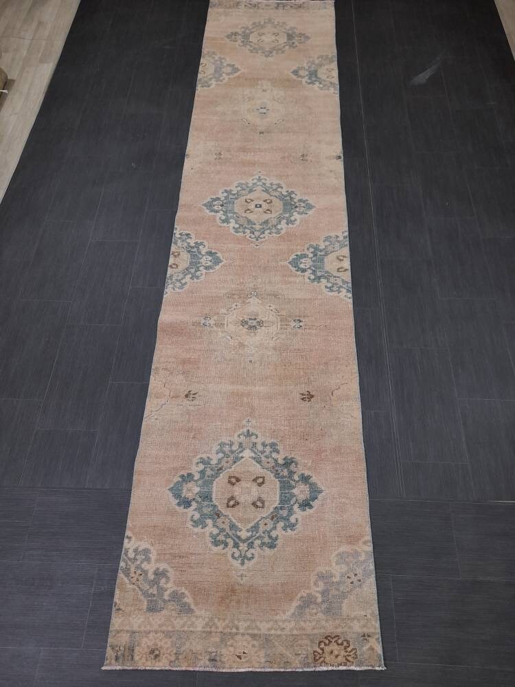 Tan Turkish Runner Rug 2' 10" x 13' 1" Hand-Knotted view