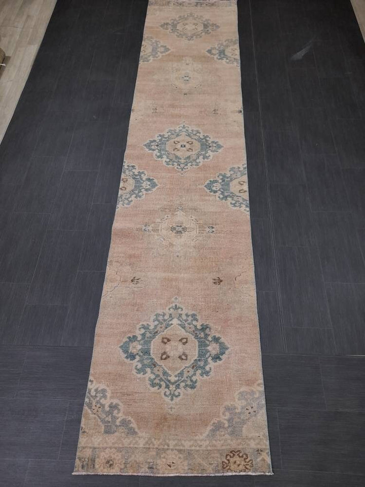Tan Turkish Runner Rug 2' 10" x 13' 1" Hand-Knotted view