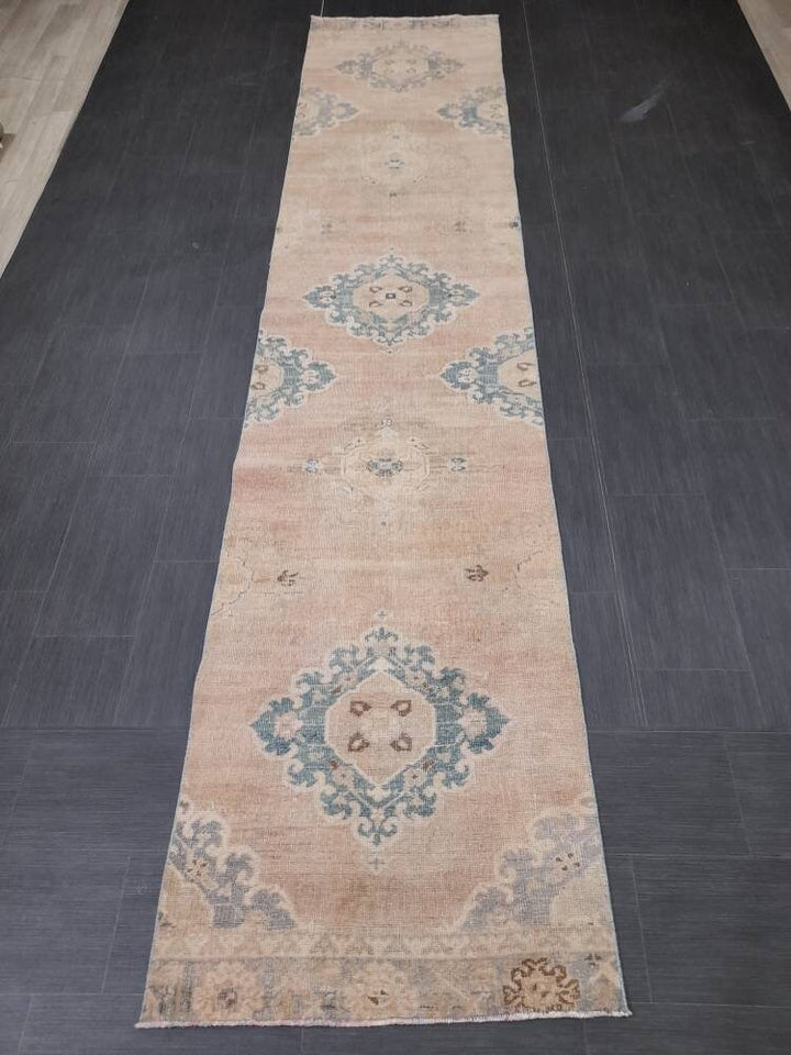 Tan Turkish Runner Rug 2' 10" x 13' 1" Hand-Knotted view 9