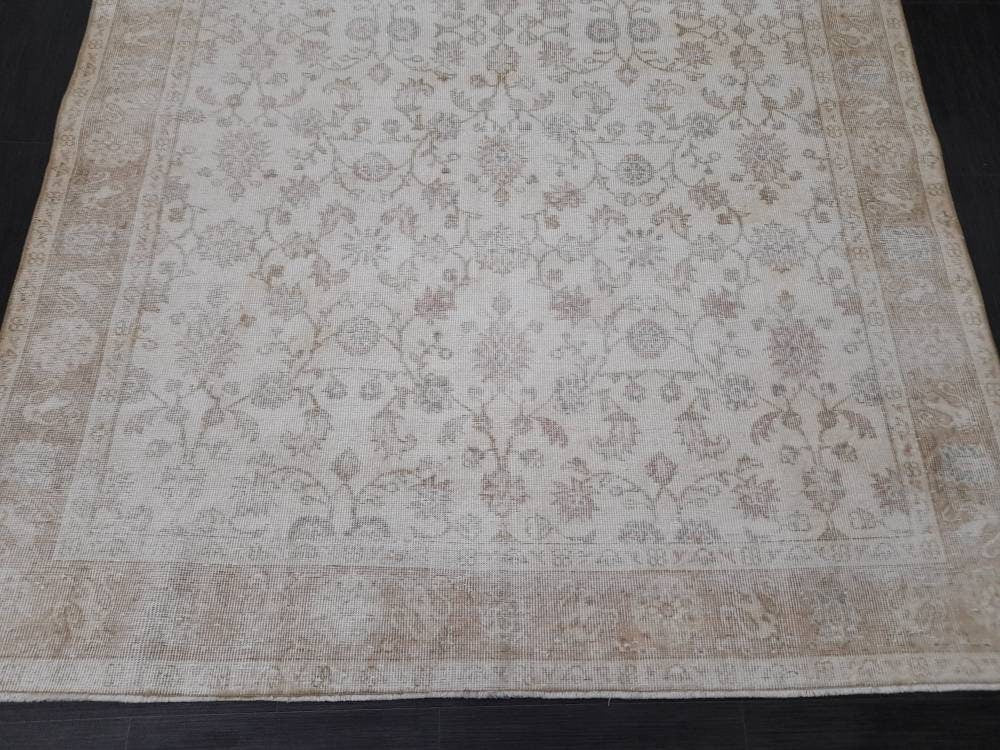 Beige Turkish Oushak Rug 6' 3" x 10' 2" Hand-Knotted field