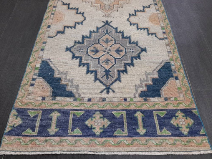Beige Turkish Runner Rug 3' 1" x 10' 9" Hand-Knotted view