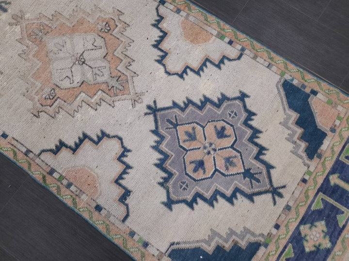Beige Turkish Runner Rug 3' 1" x 10' 9" Hand-Knotted pattern
