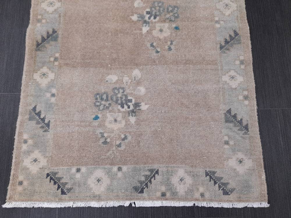 Beige Turkish Runner Rug 2' 3" x 3' 8" Hand-Knotted view