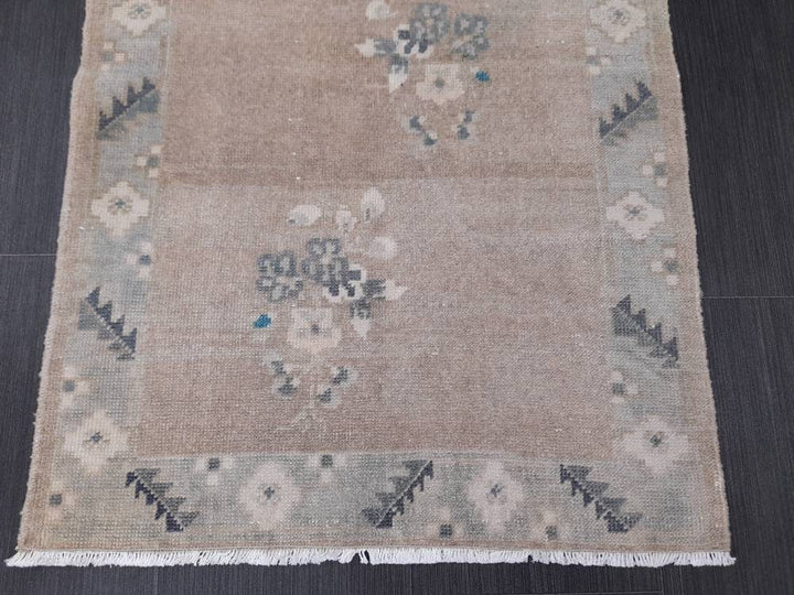 Beige Turkish Runner Rug 2' 3" x 3' 8" Hand-Knotted view