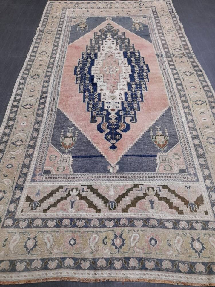 Blue Turkish Oushak Rug 5' 3" x 9' 11" Hand-Knotted | No. WR69060