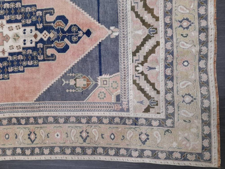 Blue Turkish Oushak Rug 5' 3" x 9' 11" Hand-Knotted | No. WR69060