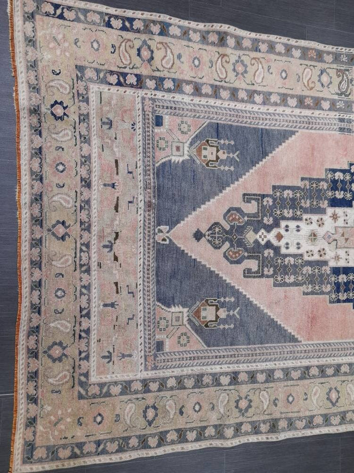 Blue Turkish Oushak Rug 5' 3" x 9' 11" Hand-Knotted | No. WR69060