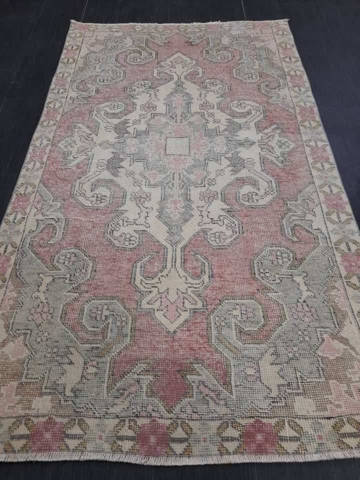 Red Turkish Vintage Rug 4' 2" x 7' Hand-Knotted view 9