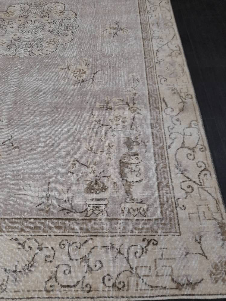 Rust Turkish Runner Rug 6' 6" x 10' Hand-Knotted detail