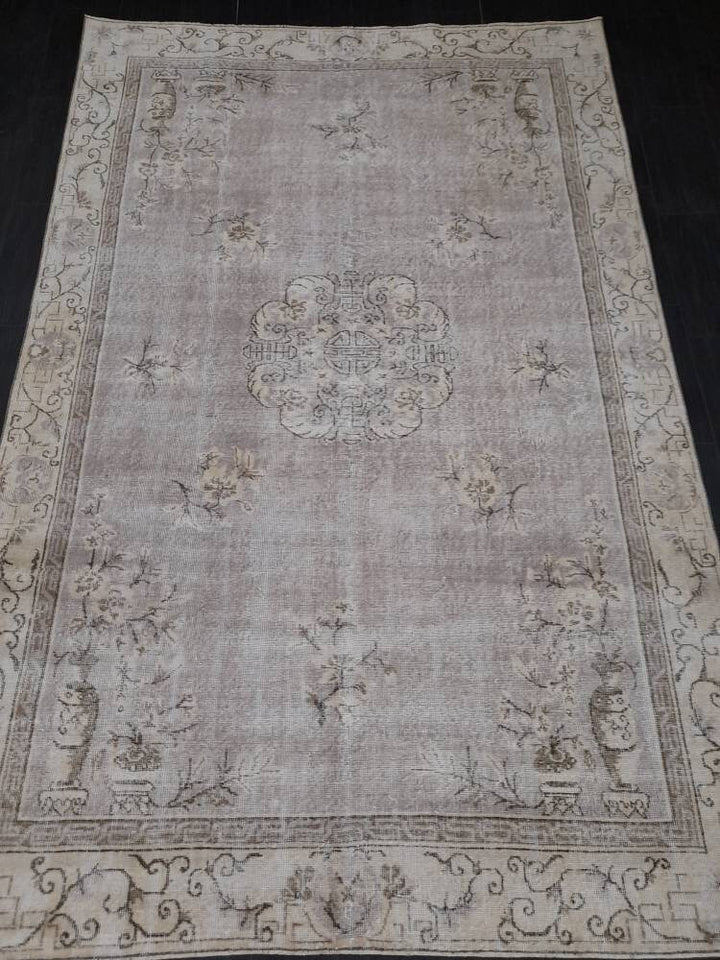 Rust Turkish Runner Rug 6' 6" x 10' Hand-Knotted close-up