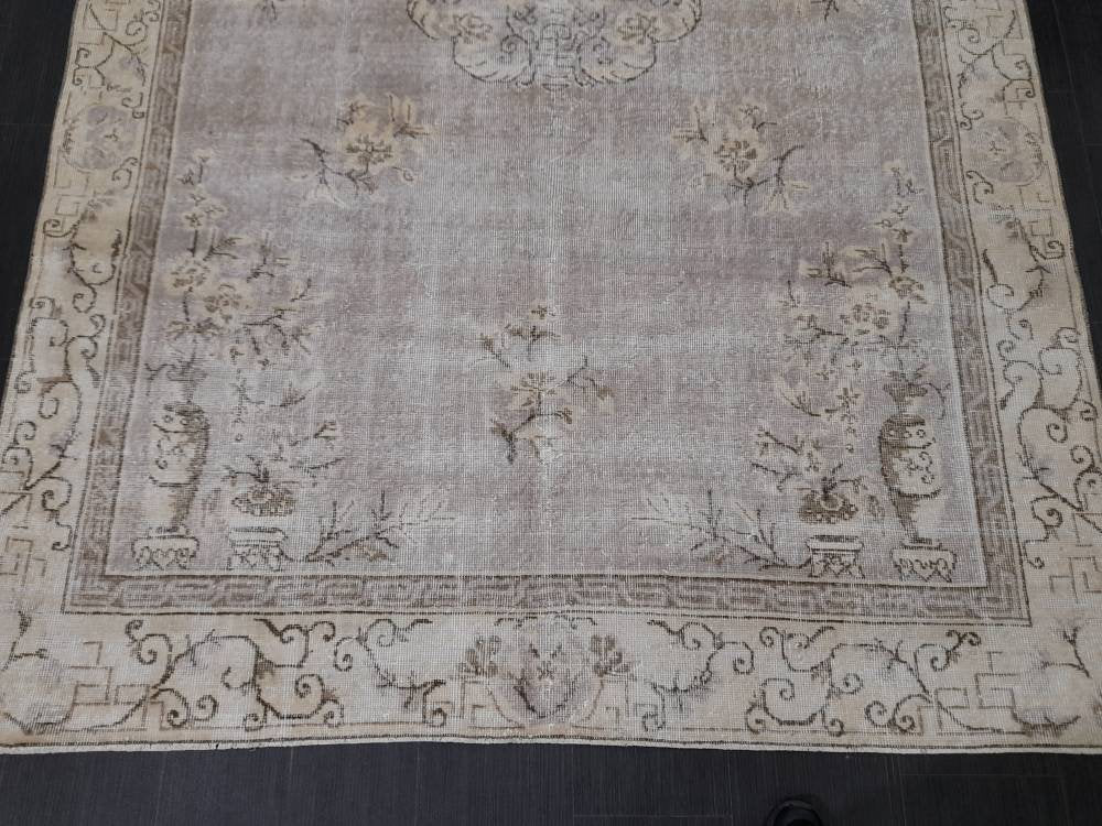 Rust Turkish Runner Rug 6' 6" x 10' Hand-Knotted border