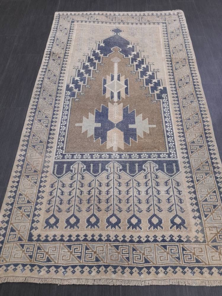 Rust Turkish Runner Rug 3' 5" x 6' 4" Hand-Knotted close-up