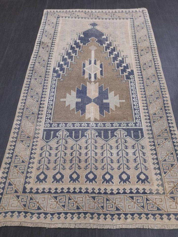 Rust Turkish Runner Rug 3' 5" x 6' 4" Hand-Knotted close-up