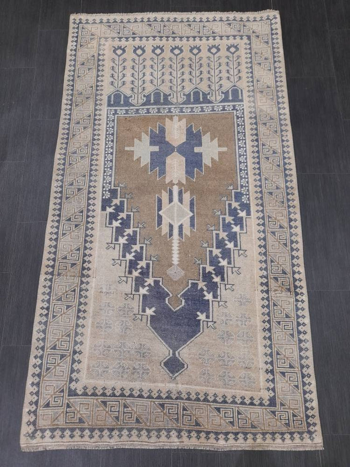 Rust Turkish Runner Rug 3' 5" x 6' 4" Hand-Knotted reverse